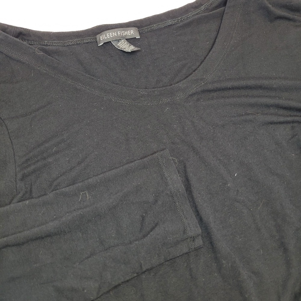 Eileen Fisher Tunic Dress Womens Medium Black Excellent Long Sleeve High-Low